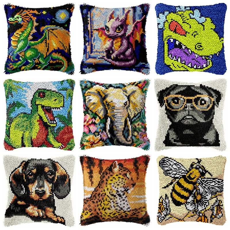 Home.Textiles Cushion - Dinosaur Latch Hook Pillow Kit DIY
