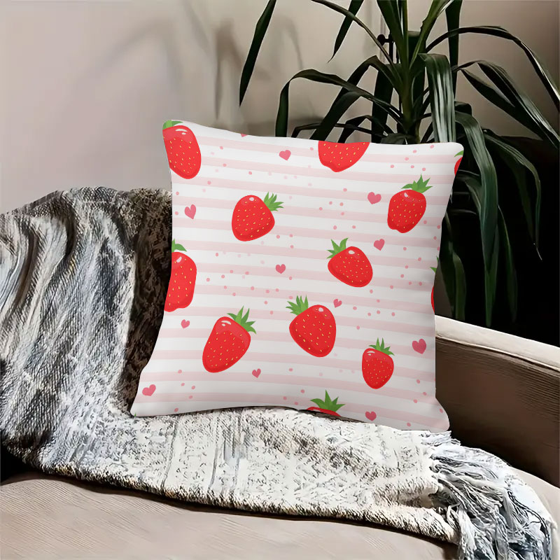 Striped Strawberries square Ja – обзор и цена Home.Textiles Cushion