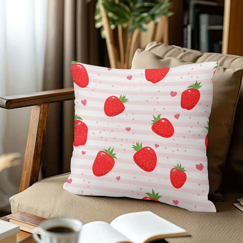 Striped Strawberries square Ja – обзор и цена Home.Textiles Cushion